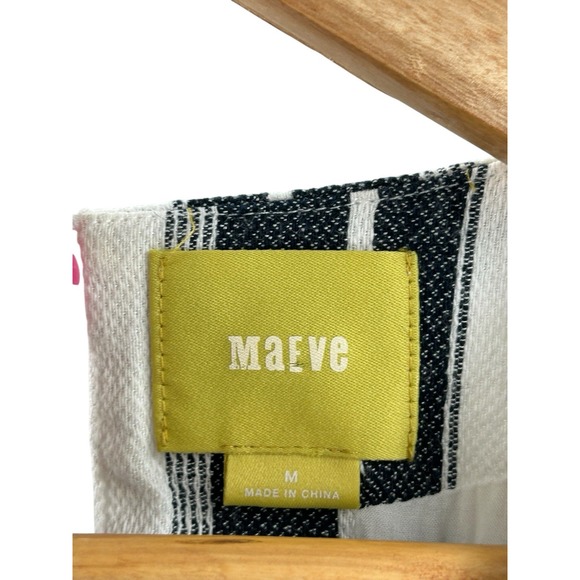 Maeve Anthropologie‎ Vieques Striped Embroidered Tie Back Crop Top M Boxy Fit - Picture 6 of 7